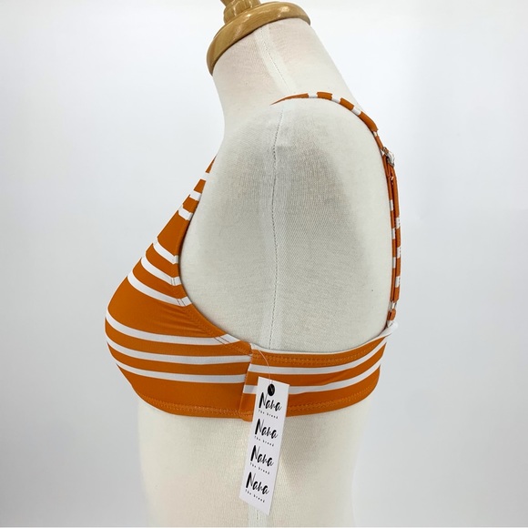 NaNa NWT Orange Striped LES ILES Naomi Bralette Bikini Top, XS - Picture 3 of 16